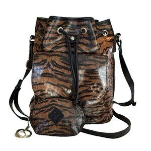 PATRICIA NASH 2 Piece Set Tiger Print Collection Sabina Drawstring Bag Pouch